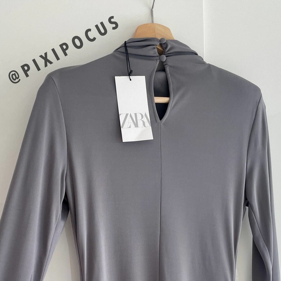 ZARA DRAPED ASYMMETRIC KNIT DRESS - Picture 14 of 15